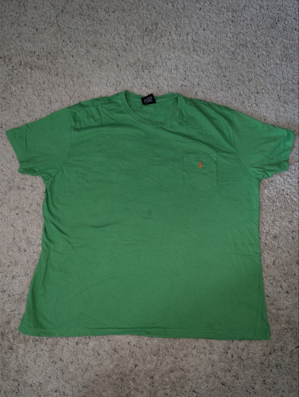 Vintage Polo by Ralph Lauren Green Short-Sleeve Pocket Tee with Orange Pony
